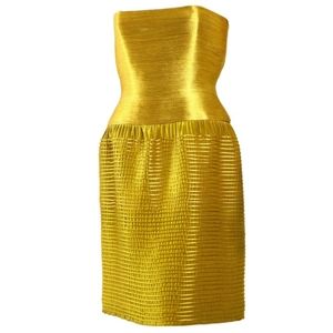 ○$6,000 OSCAR DE LA RENTA EXCLUSIVE ICONIC GOLD VELVET RUNWAY DRESS US 4